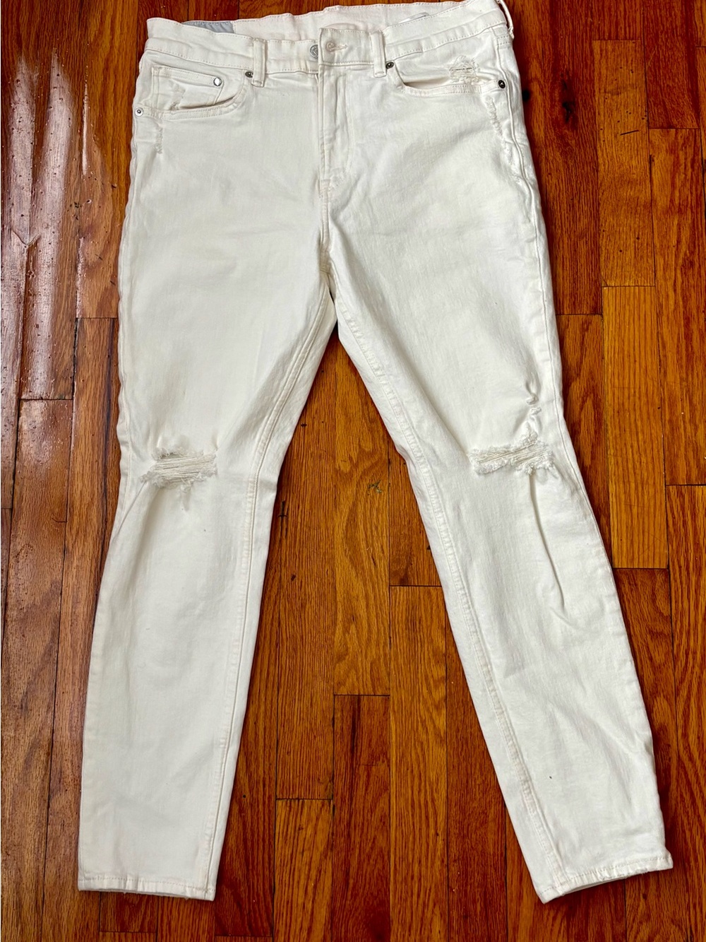 Men's White Skinny Distressed Jeans